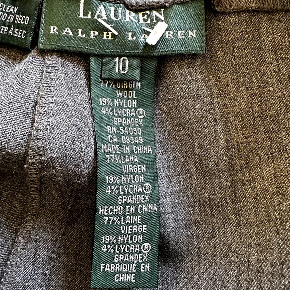 Lauren Ralph Lauren Trouser Pants High Waisted Zip Fly Career Wool Gray 10 - Picture 3 of 4